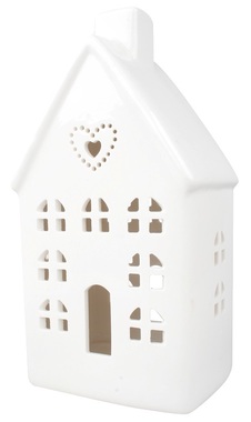 Porcelánový domček so srdcom s LED 19 cm