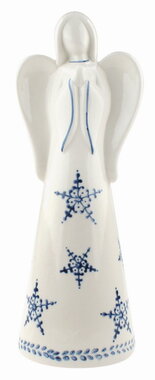 Anjel porcelánový Vločky modré 8 x 22 x 8 cm na postavenie