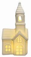19649 Sv&iacute;t&iacute;c&iacute; porcel&aacute;nov&yacute; kostel 6,5 x 13 x 5,5 cm, tepl&aacute; b&iacute;l&aacute;, 1 LED, časovač-2