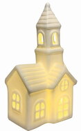 19649 Sv&iacute;t&iacute;c&iacute; porcel&aacute;nov&yacute; kostel 6,5 x 13 x 5,5 cm, tepl&aacute; b&iacute;l&aacute;, 1 LED, časovač-3