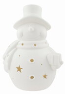 19652 Sv&iacute;t&iacute;c&iacute; porcel&aacute;nov&yacute; Sněhul&aacute;k 11 x 16 x 10 cm, tepl&aacute; b&iacute;l&aacute;, 1 LED, časovač-1