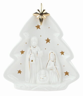 Svietiaci porcelánový Betlehem s hviezdou 16 x 17 x 8 cm, teplá biela, 1 LED, časovač
