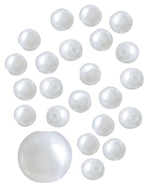 Plastové perličky s dierkou 5 mm, perleťové, 33 g