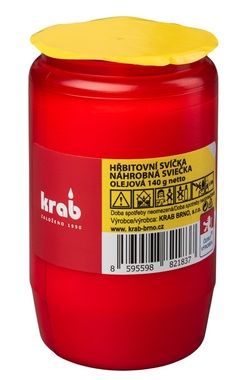 Náhrobná sviečka červená olejová 140 g, výdrž až 50 h