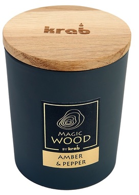 Sviečka MAGIC WOOD s dreveným knôtom - AMBER & PEPPER 300 g