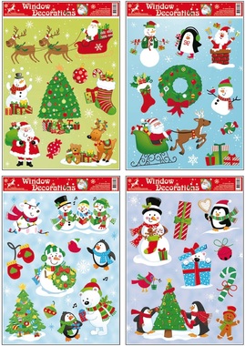Okenná fólia vianočná, farebné hárky s detskými motívmi 38x30 cm