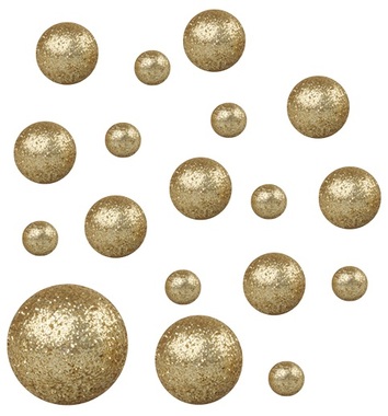 Guľôčky zlaté polystyrénové glitrové 12x1,5 cm a 6x2 cm, 18 ks