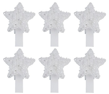 Hviezdy na kolíku plastové 3 cm, 6 ks biele