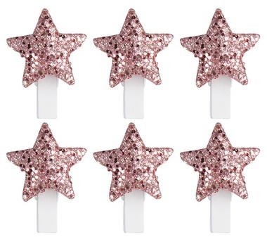 Hviezdy na kolíku plastové ružové 3 cm, 6 ks
