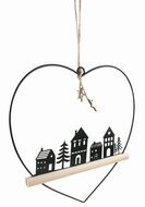 23056 Dekorace Srdce kovov&eacute; s domky 21,5 x 21 x 1 cm na zavě&scaron;en&iacute;-2
