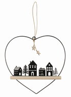 23056 Dekorace Srdce kovov&eacute; s domky 21,5 x 21 x 1 cm na zavě&scaron;en&iacute;-1