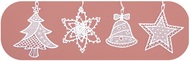 Háčkované vianočné ozdoby (zvonček, stromček, vločka, hviezda) 7 cm