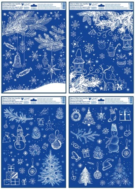 Okenné fólie vianočné s glitrom 30 x 42 cm