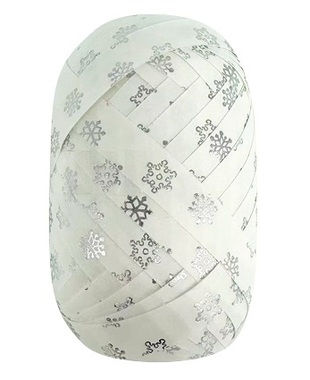 Stuha darčeková biela so striebornými vločkami 1 cm x 30 m