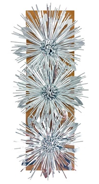 Rozeta darčeková samolepiace kvety strieborné 11,5 x 5 x 11,5 cm, 3 ks