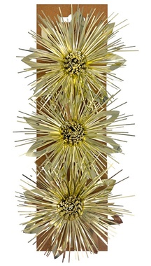 Rozeta darčeková samolepiace kvety zlaté11,5 x 5 x 11,5 cm, 3 ks
