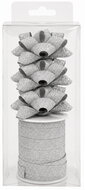 28034 Sada na balen&iacute; d&aacute;rků stř&iacute;brn&aacute; s glitrem, rozeta O 6 x 2 cm 3 ks, stuha 1 cm x 10 m 1 ks-1