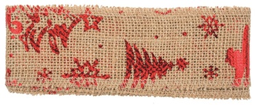 Stuha jutová s červenou potlačou šírka 6 cm, 2 m 
