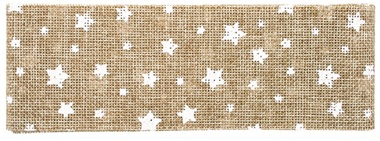 Stuha jutová s bielymi hviezdičkami šírka 6 cm, 2 m
