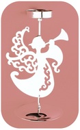 Kovový svietnik strieborný anjel s trúbkou 16 cm na čajovú sviečku 