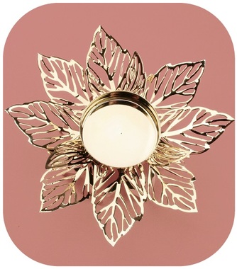 Kovový svietnik zlatý jemný kvet 12 cm na čajovú sviečku