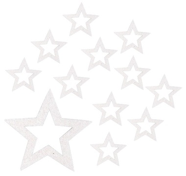 Hviezdy s glitrom 5 cm, 12 ks biele
