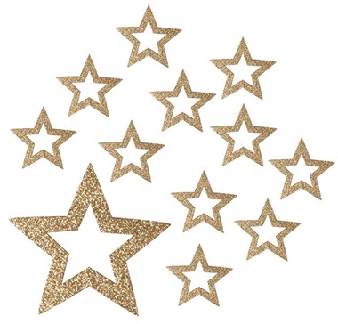 Hviezdy s glitrom 5 cm, 12 zlaté