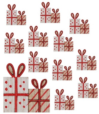 Darčeky s lepíkom 3 cm, 12 ks červené