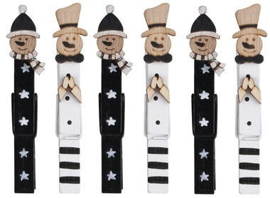 Snehuláci na kolíku 8,5 cm, 6 ks čierni