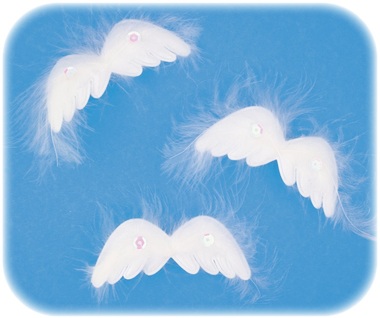 Krídla anjelské s perím na klipe 8 cm, 3 ks