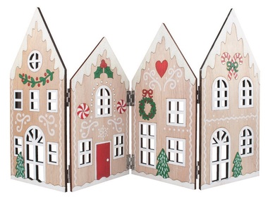 Drevené vianočné leporelo chalúpky na postavenie 45,5 x 25 x 0,5 cm