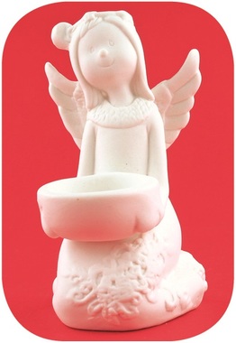 Anjel z porcelánu na sviečku, 12 cm
