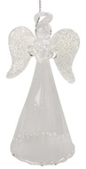 Stojací anjel sklenený s bielymi krídlami 9 cm