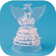 Stojací anjel sklenený s perličkami 8 cm