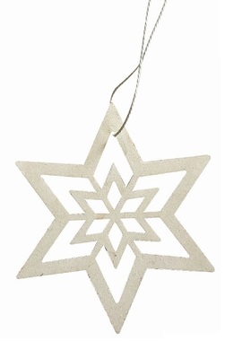 Drevená hviezda na zavesenie 10 cm, biela 