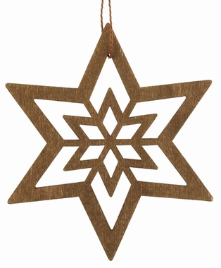 Drevená hviezda na zavesenie 10 cm, tmavo hnedá 