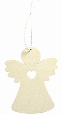 Drevený anjel na zavesenie 8 cm, biely