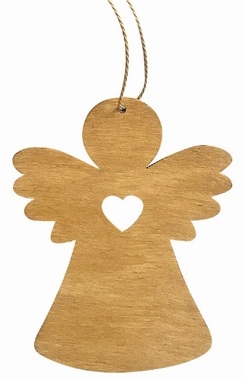 Drevený anjel na zavesenie 8 cm, svetlo hnedý