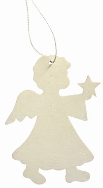 Drevený anjel s hviezdou na zavesenie 10 cm, biely