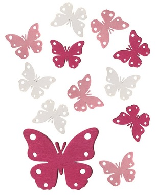 Drevené motýle 4 cm, 12 ks