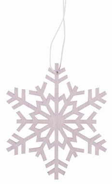 Drevená vločka na zavesenie ružová 10 cm