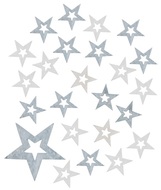 Drevené hviezdy šedé 2 cm, 24 ks