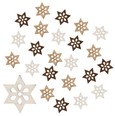 Drevené hviezdy hnedé 2 cm, 24 ks