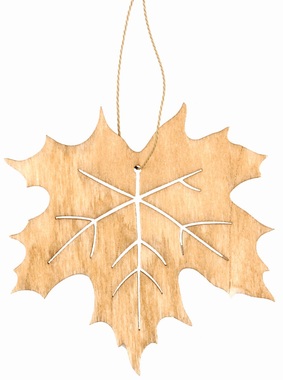 Drevený list na zavesenie svetlo hnedý 10 cm