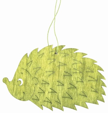 Drevený ježko na zavesenie zelený 12 cm