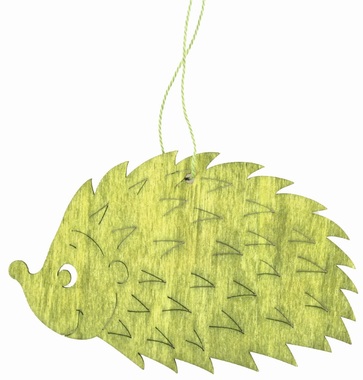 Drevený ježko na zavesenie zelený 12 cm