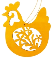Drevená sliepočka na zavesenie, oranžová 12 cm