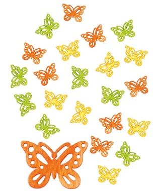 Drevené motýle 2 cm, 24 ks