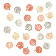 Drevené listy oranžové a šedé 2 cm, 24 ks