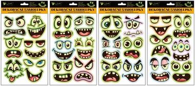 Samolepky tváre svietiace v tme 19 x 30 cm